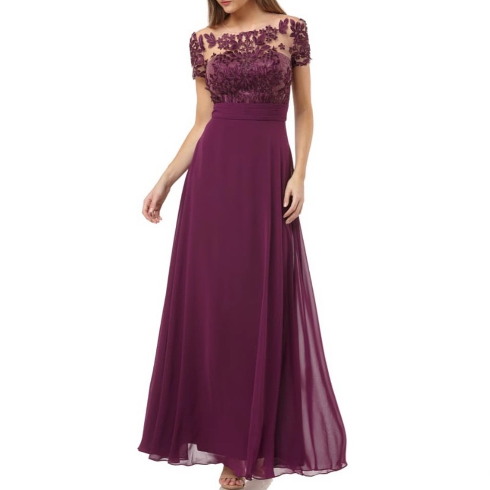New Js Collections Embroidered A- Line Gown - image 1